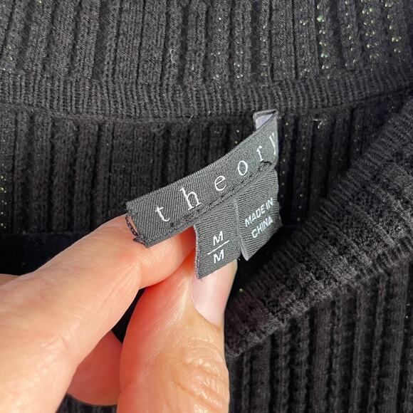 Theory Chloh Enchanted Ribbed Stretch Knit Dress Black Size M - Picture 8 of 10